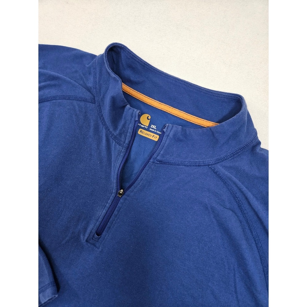 Carhartt Force Quarter Zip Pullover Mens 2XL Blue Relaxed Fit Long Sleeve Shirt